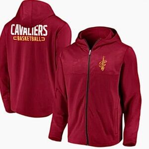 Fanatics Red Cavaliers Basketball Zip-Up Fleece Long Sleeve Hoodie Jacket Size L